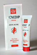 Two tubes of Acnedip Cream with packaging, indicating anti-acne effects.